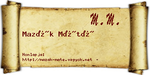 Mazák Máté névjegykártya