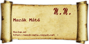 Mazák Máté névjegykártya